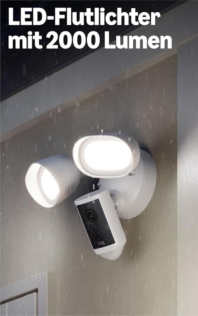 Detalle de Ring Flutlichtkamera Pro (Floodlight Cam Pro, neueste Generation) – Außenkamera mit Retinal 4K, 10x-Zoom, 2 Kameras