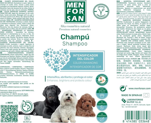 Detalle 2 de MENFORSAN Farbintensivierendes Shampoo für Hunde 1 l