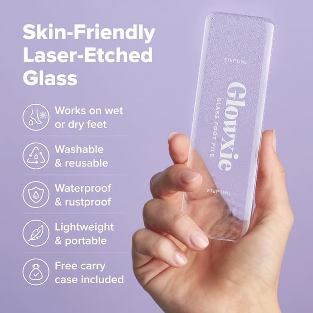 Detalle de Glowxie XL Nano Glass Foot Files for Hard Skin – 2-in-1 wet & dry foot file & heel scraper
