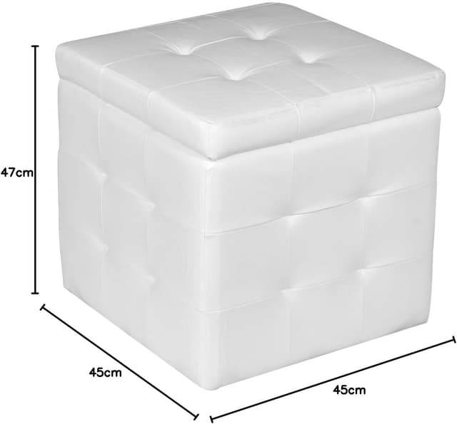 Thumbnail 4 de Pouf contenitore in finta pelle bianco 45 cm