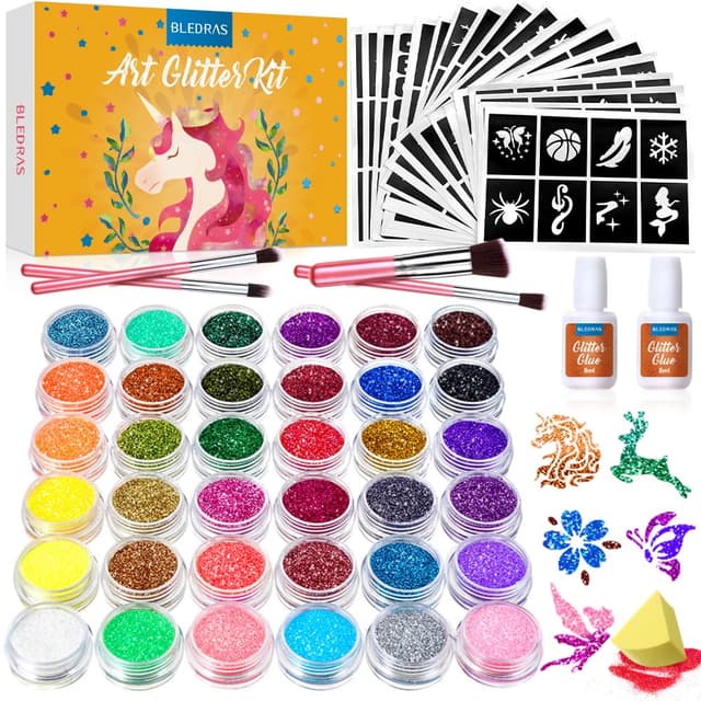 Imagen de Bledras Glitzer Tattoo Set Kinder 178 Schablonen en OfertitasTOP