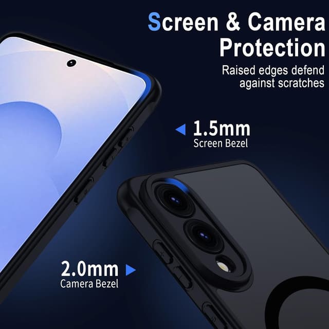 Detalle de Coque XTCASE pour Samsung Galaxy S25 Edge magnétique compatible MagSafe – Noir, finition translucide mate