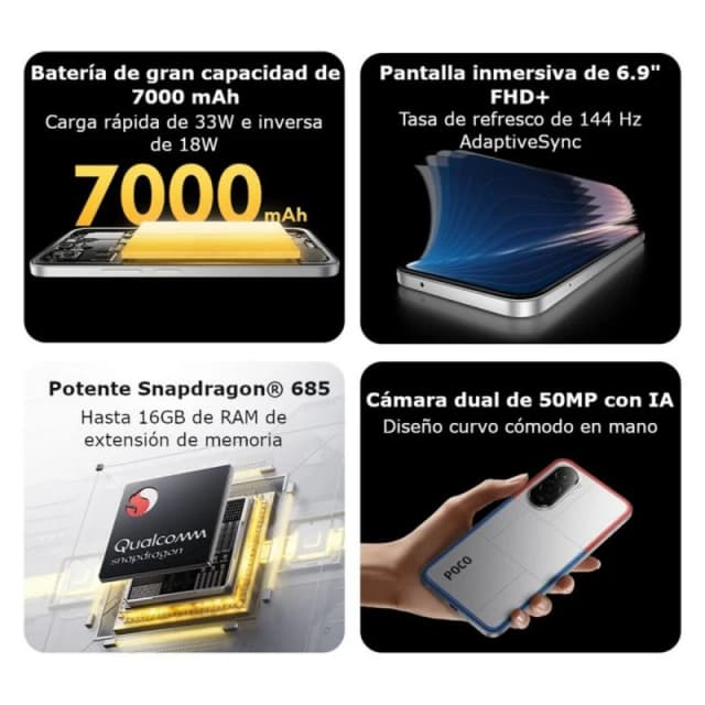 Thumbnail 3 de POCO M7 8GB 256GB 6,9" FHD+ 144Hz 50MP 7000mAh 📱