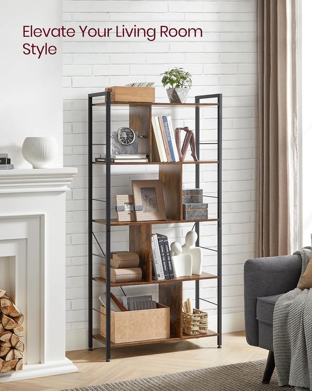 Detalle de VASAGLE LBC121B01 bookcase storage 5 tiers