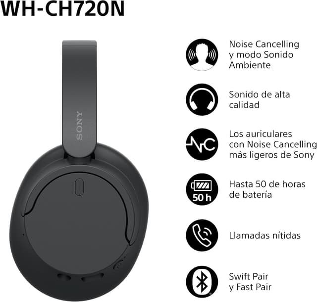 Detalle 2 de Sony WH-CH720N Auriculares Bluetooth Noise Cancelling, Hasta 50h