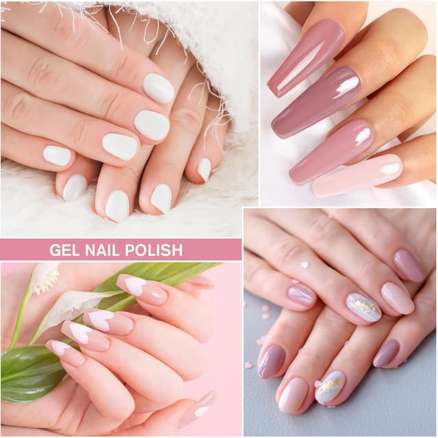 Detalle de Shining She UV Nagellack-Set (6 Farben) Nude Rosa – Gel Polish zum Aushärten unter LED/UV-Licht