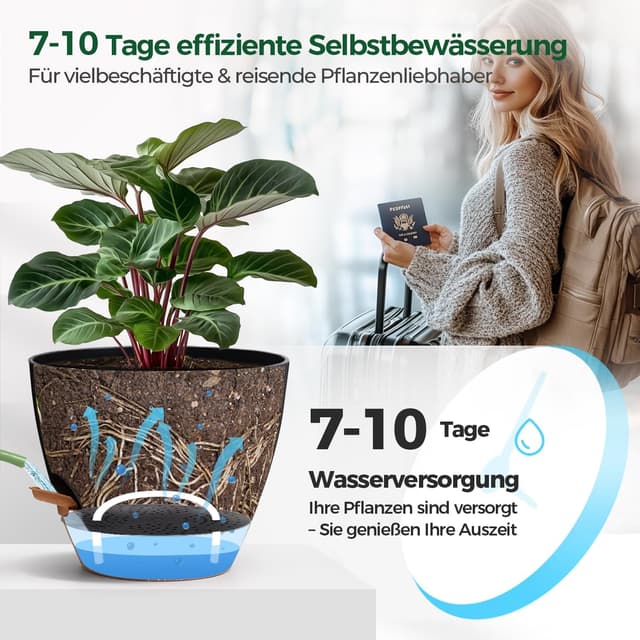 Detalle 1 de T4U Kräutertopf 4er Set mit Selbstbewässerung