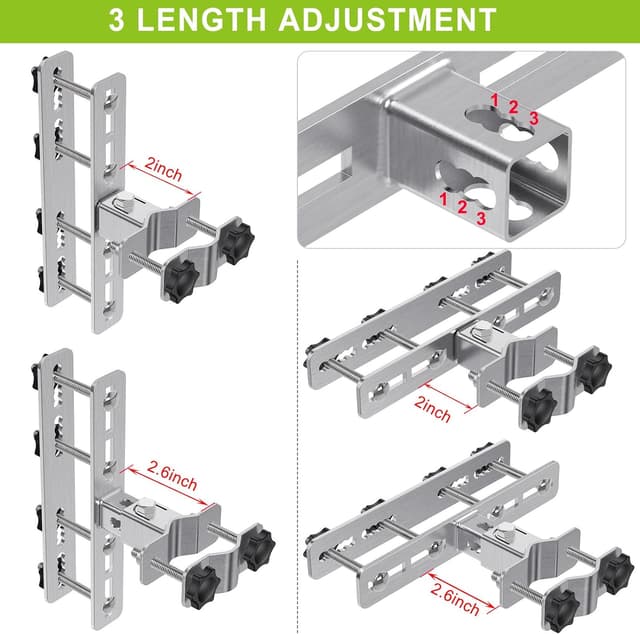 Detalle 2 de Lifeswell robuster Sonnenschirmhalter für Balkongeländer mit verstellbarer Stange (2,5–5,1 cm)