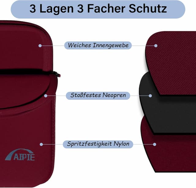 Detalle de AIPIE Laptop Tasche 17,3 Zoll Sleeve rot