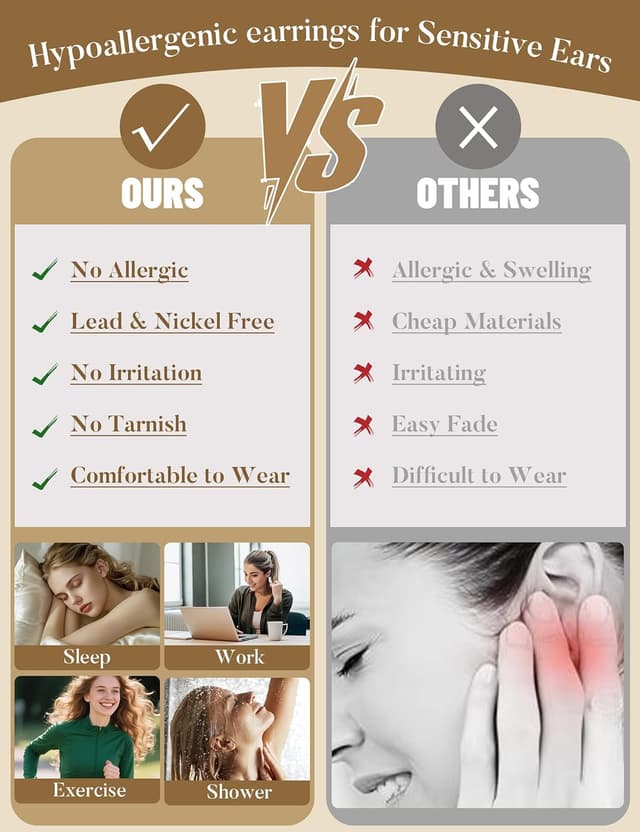 Thumbnail 6 de TINGN 6 Paar Schmetterling Ohrringe-Set für Damen (Chirurgenstahl, vergoldet) – für mehrere Ohrlöcher & verschiedene Piercings