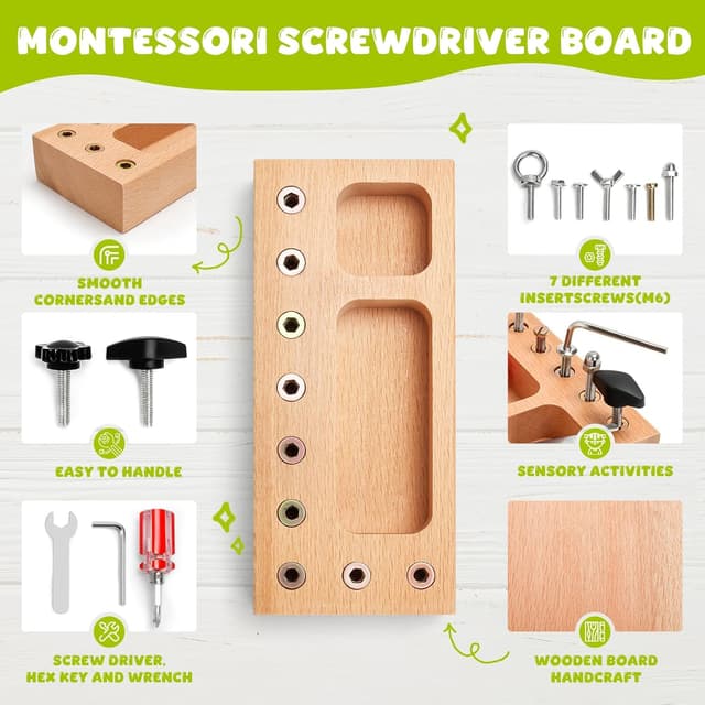 Detalle de TenFans Montessori screwdriver board for fine motor
