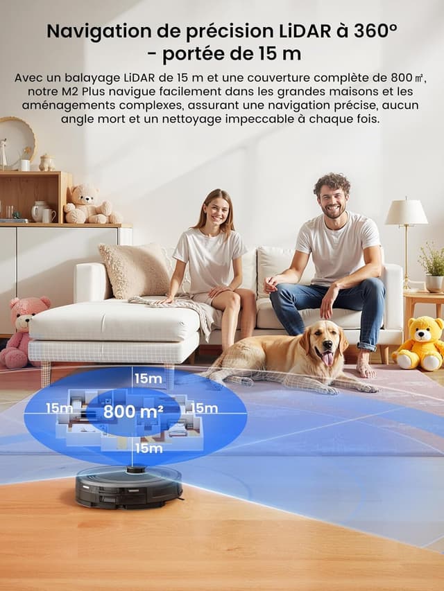 Thumbnail 6 de Lefant M2 Plus robot aspirateur laveur avec station de vidage automatique, 6000Pa et cartographie LiDAR