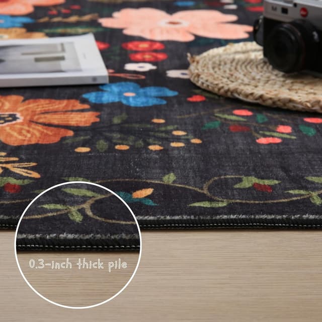 Thumbnail 3 de Rugcomf Area Rug 9x12 Boho Floral Low Pile 🏡