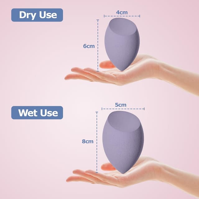 Detalle 2 de 8 pièces d’éponges de maquillage pour fond de teint (3 formes) — Violet