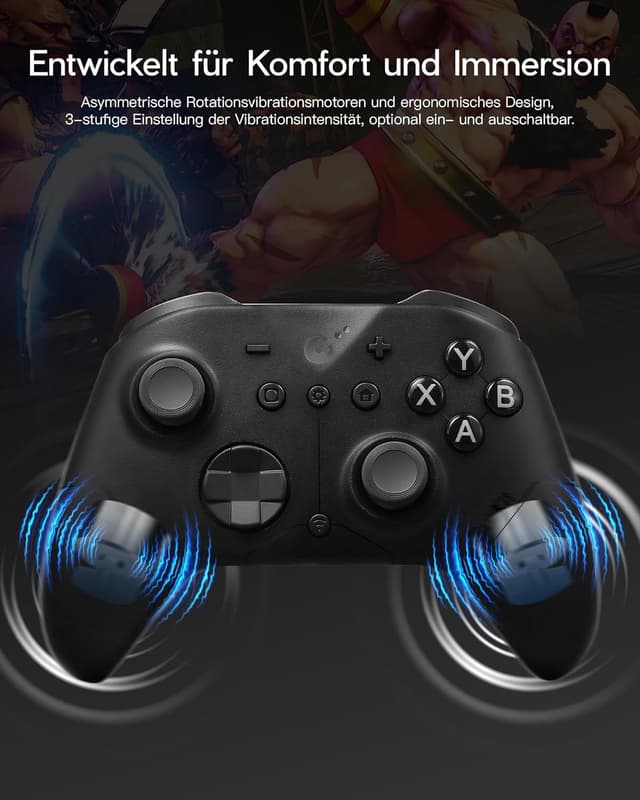 Detalle 1 de GuliKit ES PRO Wireless Controller – niedrige Latenz, TMR-Sticks und bis zu 30 Stunden Akku für PC, Windows, Android, iOS & Switch