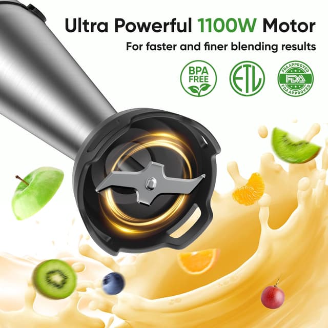 Detalle 2 de Immersion Blender Handheld 1100W with Whisk 🥣