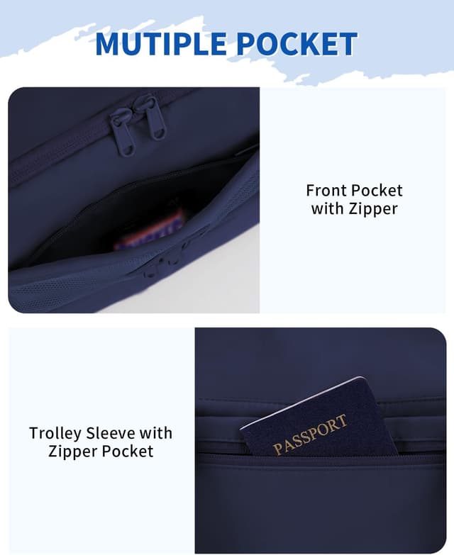 Thumbnail 6 de WANDF Reisetasche Damen Handgepäck-Tasche fürs EasyJet Handgepäck (45×36×20) mit Schuhfach & Nassfach, Weekender Duffel in Blau