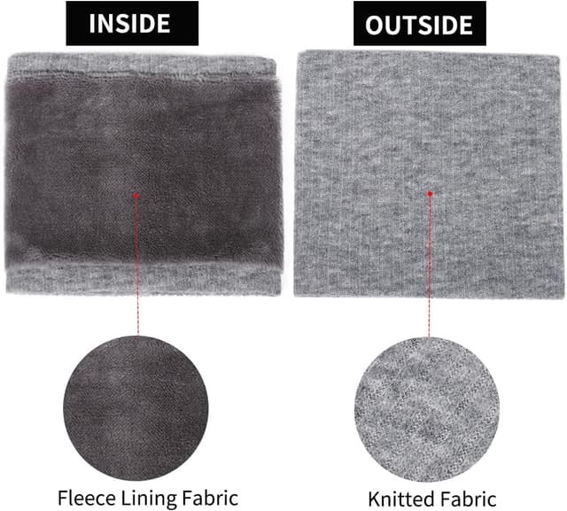 Detalle de HGDGears Cache-cou en polaire coupe-vent thermique en laine tricotée et cachemire