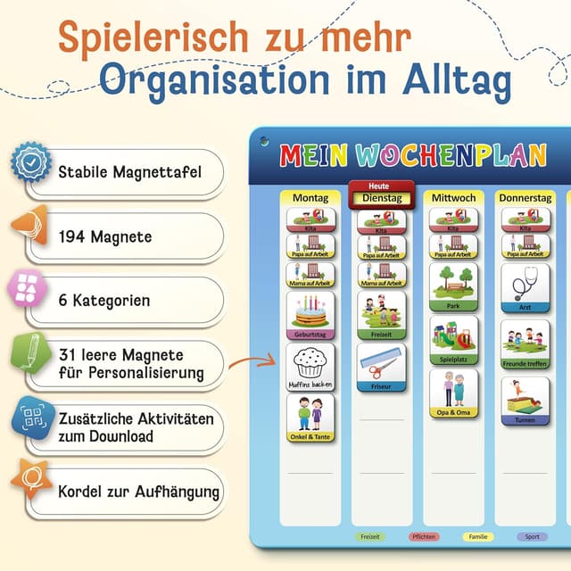 Detalle 2 de LIKARTO Wochenplaner 42×32 cm 🧲