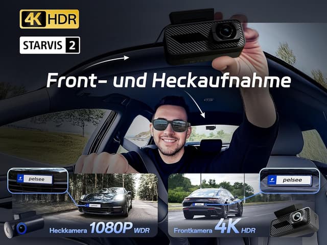 Detalle 2 de Pelsee 4K Dashcam vorne und hinten mit GPS