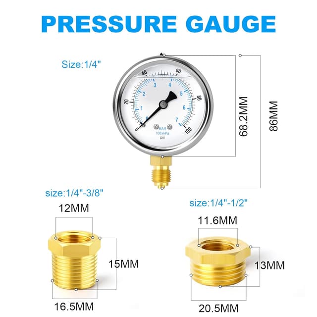 Thumbnail 1 de ERGAOBOY Edelstahl Druckmanometer 0-7 bar