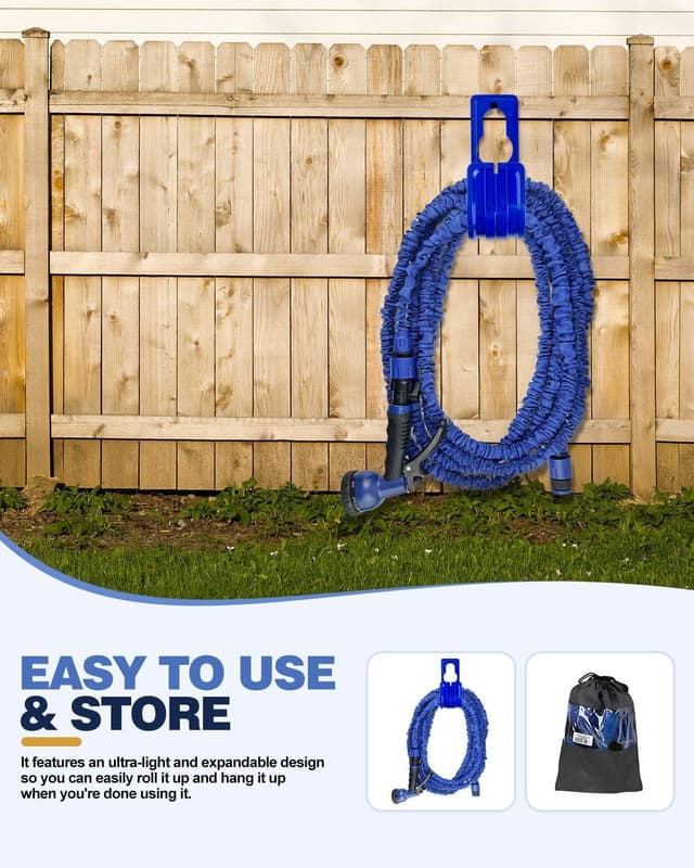 Thumbnail 6 de Zenmos 100FT Expandable Garden Hose Pipe with 8-Pattern Spray Nozzle (3/4" & 1/2" fittings) – Blue