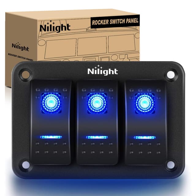 Detalle de Nilight 90017C 3-Gang Aluminum Toggle Switch Panel