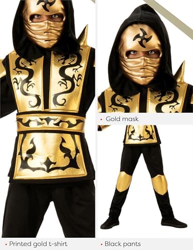 Detalle 2 de Rubies Ninja Dragón Gold 3‑10 años 🎭