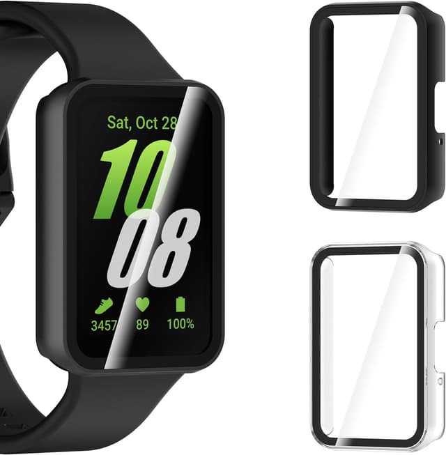 Detalle de KIKISML 2 Pack Hard Case for Samsung Galaxy Fit 3 with tempered glass screen protector (clear/pink)