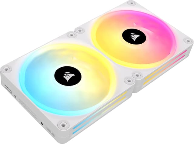 Detalle de Corsair iCUE LINK QX140 RGB 140-mm Magnetic Dome RGB Lüfter-Starter-Kit (weiß) – Doppelter Lüfter mit iCUE LINK Hub