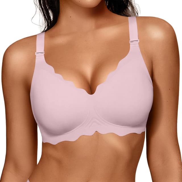 Detalle de OEAK Women Jelly Bras No Underwire Scalloped Push Up T-Shirt Bra (Seamless, Full Coverage, Convertible)
