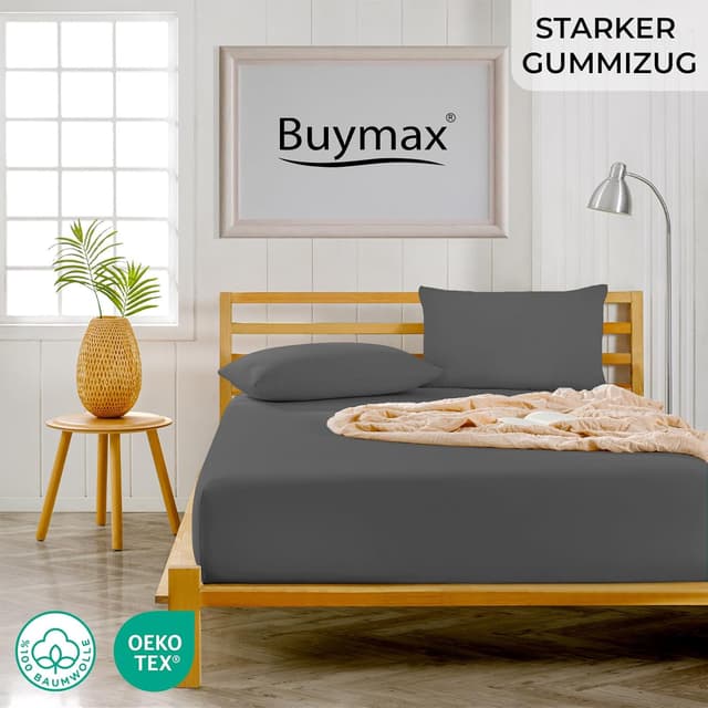 Thumbnail 1 de Buymax Spannbettlaken 90x200 cm Baumwolle Jersey ⛱