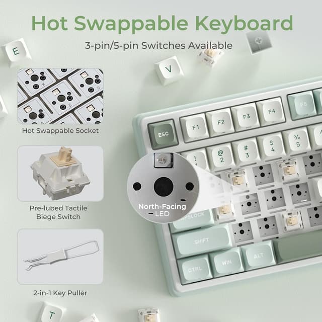 Thumbnail 6 de RK ROYAL KLUDGE R98 Pro 96% wired mechanical gaming keyboard with number pad and volume knob