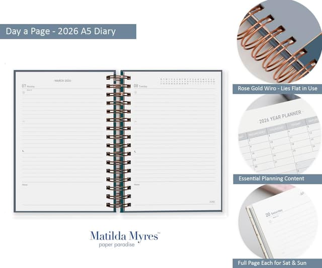 Thumbnail 2 de Matilda Myres 2026 A5 Day-a-Page Diary