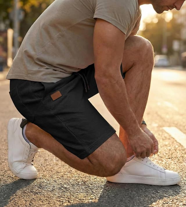 Detalle de JMIERR Men’s Casual Waffle Shorts (5"/7") with Elastic Waist, Drawstring & Pockets