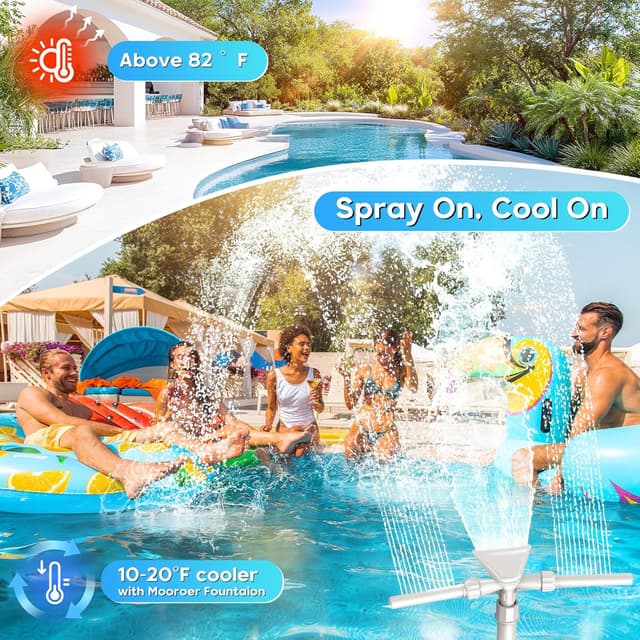 Detalle de Mooroer Fontaine de piscine 3-en-1 avec cascade réglable à 360° (hors sol et enterrées)