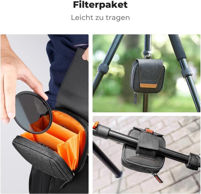 Detalle de K&F CONCEPT ND Filterset 95 mm Neutralgrau (ND4 + ND8 + ND64 + ND1000) – fester ND-Filter-Kit
