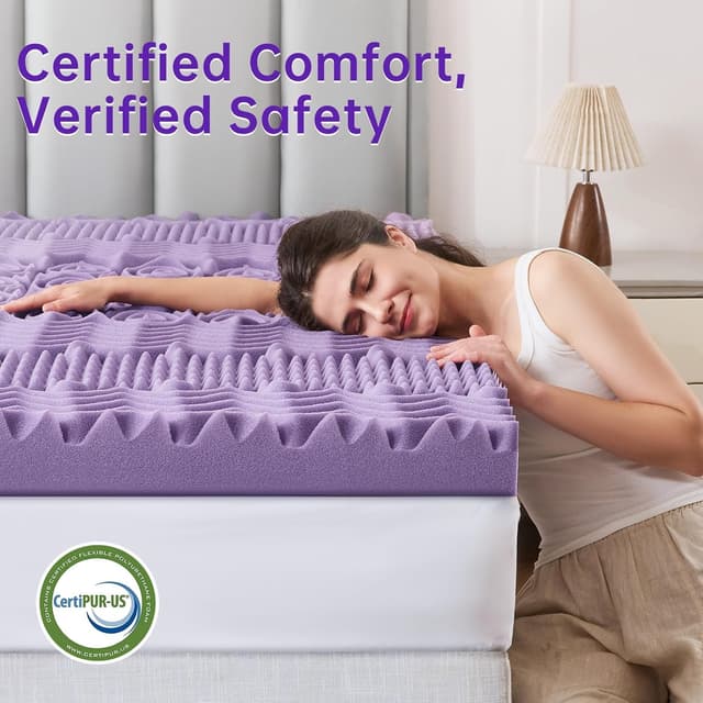 Thumbnail 6 de MUXHOMO 3 Inch 7-Zone Queen Mattress Topper (Lavender Cooling Gel Memory Foam)