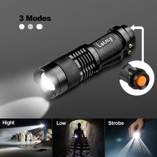Detalle de LETMY Pack of 2 Small LED Torches 300 Lumens ⌁