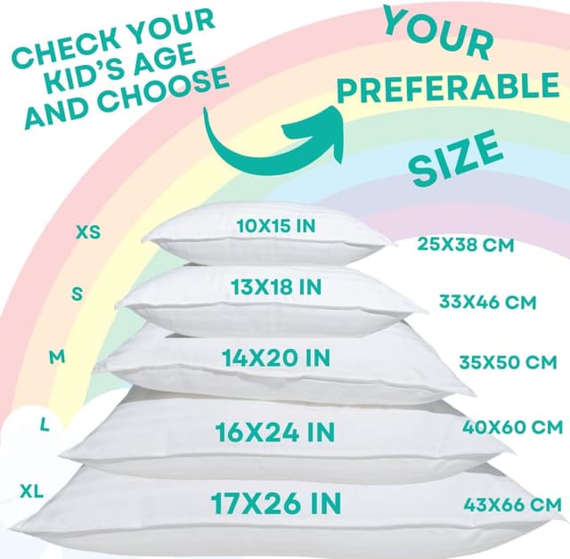 Detalle de Kinder Fluff Kids Pillow (lot de 2) 16x24 pouces – Oreillers pour enfants dès 7 ans, coton 300T, garnissage fibre alternative