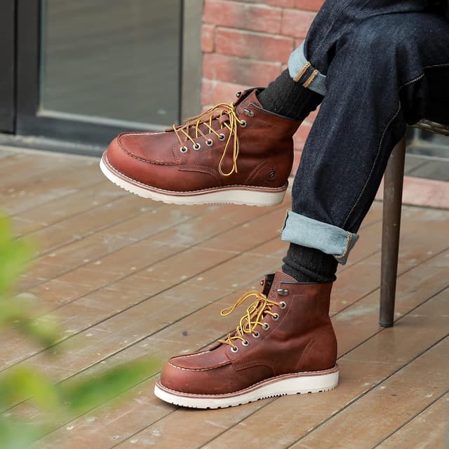 Detalle de SL-Saint Herren Arbeitsstiefel Weiche Moc Toe 6" Keilsohle