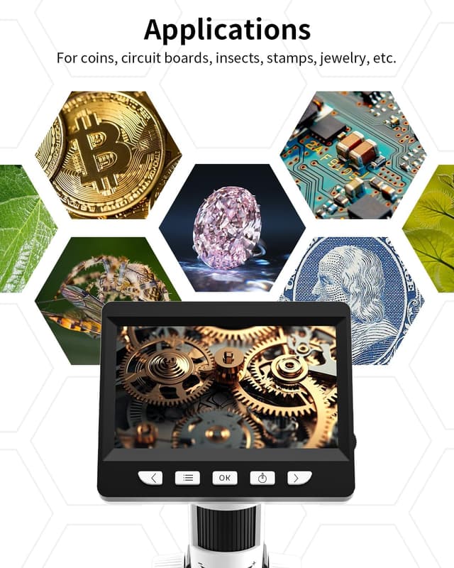 Thumbnail 6 de CIMELR 4,3-Zoll digitales Mikroskop (50X–1000X) mit USB und 8 LED – für Erwachsene & Kinder
