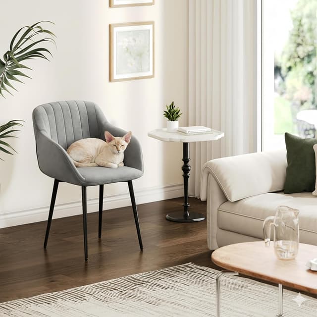 Thumbnail 6 de Goeurvant Set 6 sedie in velluto grigio