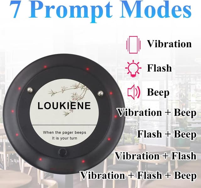 Thumbnail 2 de LOUKIENE Restaurant Pager System 20 Wireless Coaster Pagers