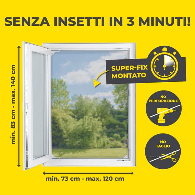 Detalle de EASYmaxx Insect Protect zanzariera telescopica per finestra, rete anti-insetti con telaio premontato (2 pezzi), bianca
