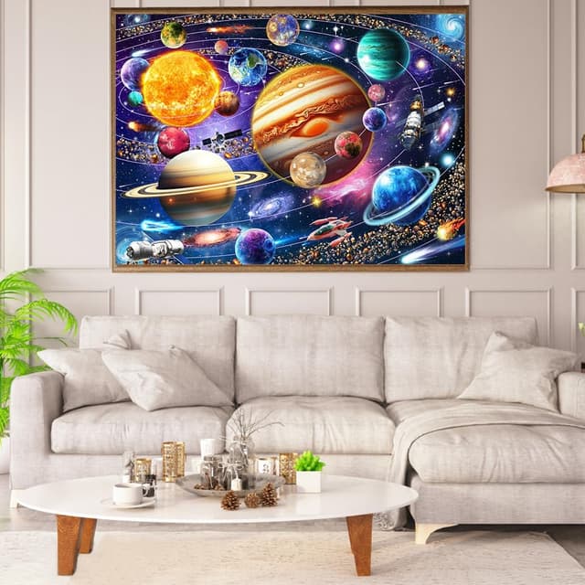 Detalle 2 de 1000-Piece Jigsaw Puzzle for Adults – Space Planet & Solar System (70cm–50cm finished size)
