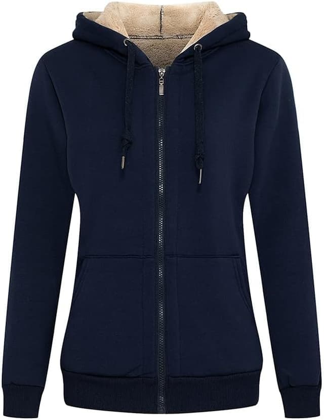 Detalle de MANLUODANNI Damen-Kapuzen-Sweatshirt mit Fleece-Futter und Reißverschluss