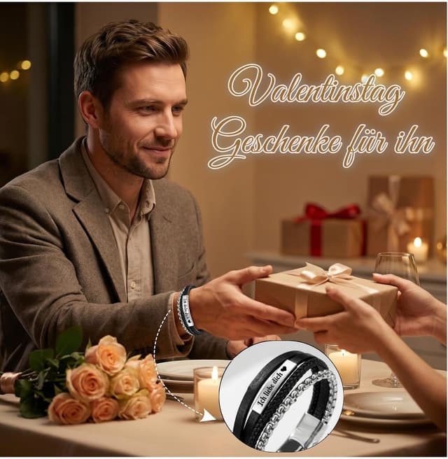 Detalle 2 de Gkmamrg Herren Lederarmband für Ehemann & Freund – Unendlichkeitsknoten „Ich liebe dich“