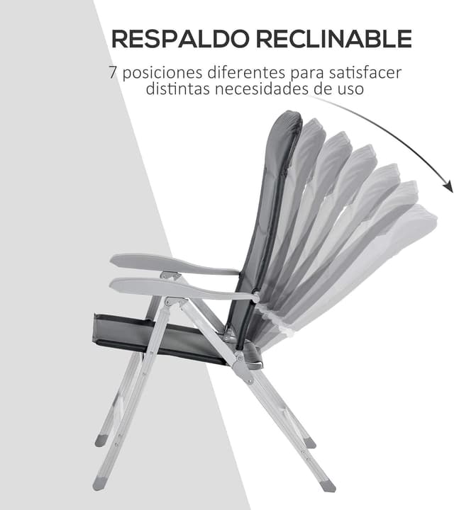 Thumbnail 3 de Outsunny Silla de Jardín plegable 75x61,5x114,5 cm