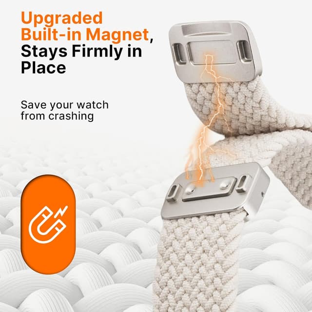 Detalle 2 de Fullmosa Braided Nylon Strap for Apple Watch (Magnetic clasp, 46mm/44mm/45mm/42mm/49mm)